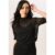Black High Neck Lace Loose Fit Blouse