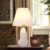 3D Pure White Ceramic Spiral Vase Table Lamp with Fabric Shade