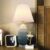 3D Blue Green White Gradient Threaded Ceramic Table Lamp with Fabric Shade