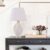 3D Pure White Pod Threaded Ceramic Table Lamp with Fabric Shade