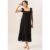 Black Ruffle Short Sleeve Viscose Maxi Dress