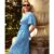 Blue Animal Smock Waisted Midi Dress | Clothing Size: 10