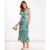 Green Ikat Ruffle Cutout Midi Dress | Clothing Size: 10