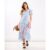 Blue Ditsy Floral Ruffle Mix and Match Midi Dress | Clothing Size: 10