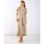 Cream Animal Printed Satin Wrap Midi Dress | Clothing Size: 14