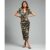Green Animal Satin Wrap Midi Dress | Clothing Size: 8