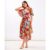 Red Oversize Floral Ruche Midi Dress | Clothing Size: 10