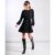 Black Crepe Belted Fit and Flare Dress | Clothing Size: 10