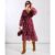 Red Leopard Tiered Chiffon Midi Dress | Clothing Size: 10