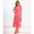 Pink Floral Chiffon Flutter Sleeve Midi | Clothing Size: 8