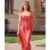 Red Animal Cowl Neck Maxi Slip Dress | Clothing Size: 18