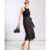 Black Foil Wrap Midi Skirt | Clothing Size: 8
