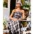 Black Check Drop Waist Midi Dress | Clothing Size: 10