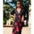 Red Floral Animal Mix Midi Dress | Clothing Size: 10