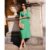 Green Foil Chiffon Midi Dress | Clothing Size: 10