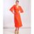 Orange Foil Chiffon Midi Dress | Clothing Size: 18