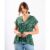 Green Animal Tiered Hem Top | Clothing Size: 10
