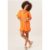 Orange Plisse Ruffle Detail Mini Shirt Dress