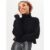 Black High Neck Chunky Knit Crop Jumper