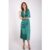 Green Animal Print V Neck Shift Midi Dress