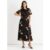 Black Angel Sleeves Embroidered Occasion Midi Dress