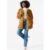 Camel Diagonal Cut Faux Fur Long Sleeve Jacket
