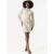 Cream High Neck Long Sleeves Belted Sequin Dress
