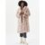 Stone Panelled Hooded Longline Fur Coat