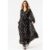 Black Metallic Print Full Sleeve Maxi Dress