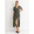 Short Sleeve Animal Print Wrap Front Midi Dress