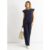 Dark Blue Frill Sleeves Textured Oversized Top