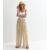 Beige Elasticated Waist Plisse Wide Leg Trouser