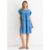Denim Blue Chambray Frill Sleeves Flared Mini Dress