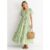 Sage Green Stripe Wrap Belted Viscose Midi Dress