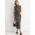 Grey Animal Print Ruched Midi Dress