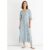 Blue Floral Print Viscose Midi Dress