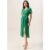 Green Animal Print Wrap Midi Dress