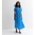 Blue Animal Print Wrap Midi Dress