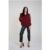 Burgundy Dobby Chiffon Long Sleeve Blouse
