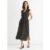 Black Viscose Spot Print Belted Shirt Midi Dress