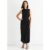 Black Waist Ruched Metal Trim Sleeveless Midi Dress