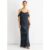 Navy Cowl Neck Drop Sleeves Foil Maxi Dress