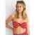 Red Textured Twist Front Stripe Bikini Top
