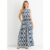 Blue Geo Print Elasticated Waist Midaxi Dress