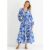 Blue Abstract Wrap Elasticated Waist Midaxi Dress