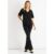 Black Chiffon Pleat Sleeves V Neck Top