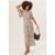 Beige Animal Print Button Down Midi Dress