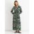 Green Ikat Print Tie Waist Maxi Dress