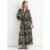 Black Ikat Print Tie Waist Maxi Dress