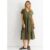 Khaki V Neck Pocket Smock Midi Dress